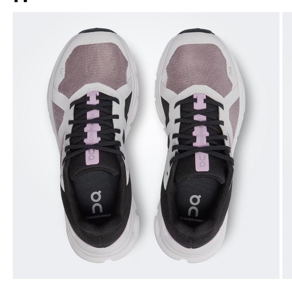 On Running Cloudrunner Sneaker Heron Black Purple Plush Cloud Tech Sz 10 - Picture 2 of 15